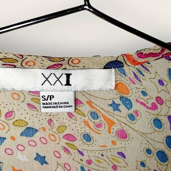 XXI LA Womens Coverup Sz Small Sheer Floral‎ Beige Kimono Midi Beach Coastalcore - Picture 6 of 8